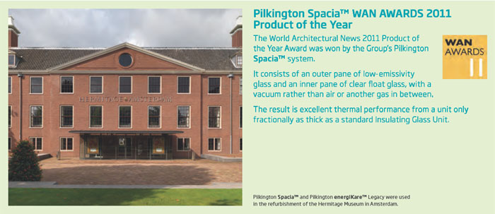 Pilkington Spacia™ WAN AWARDS 2011 - Product of the Year